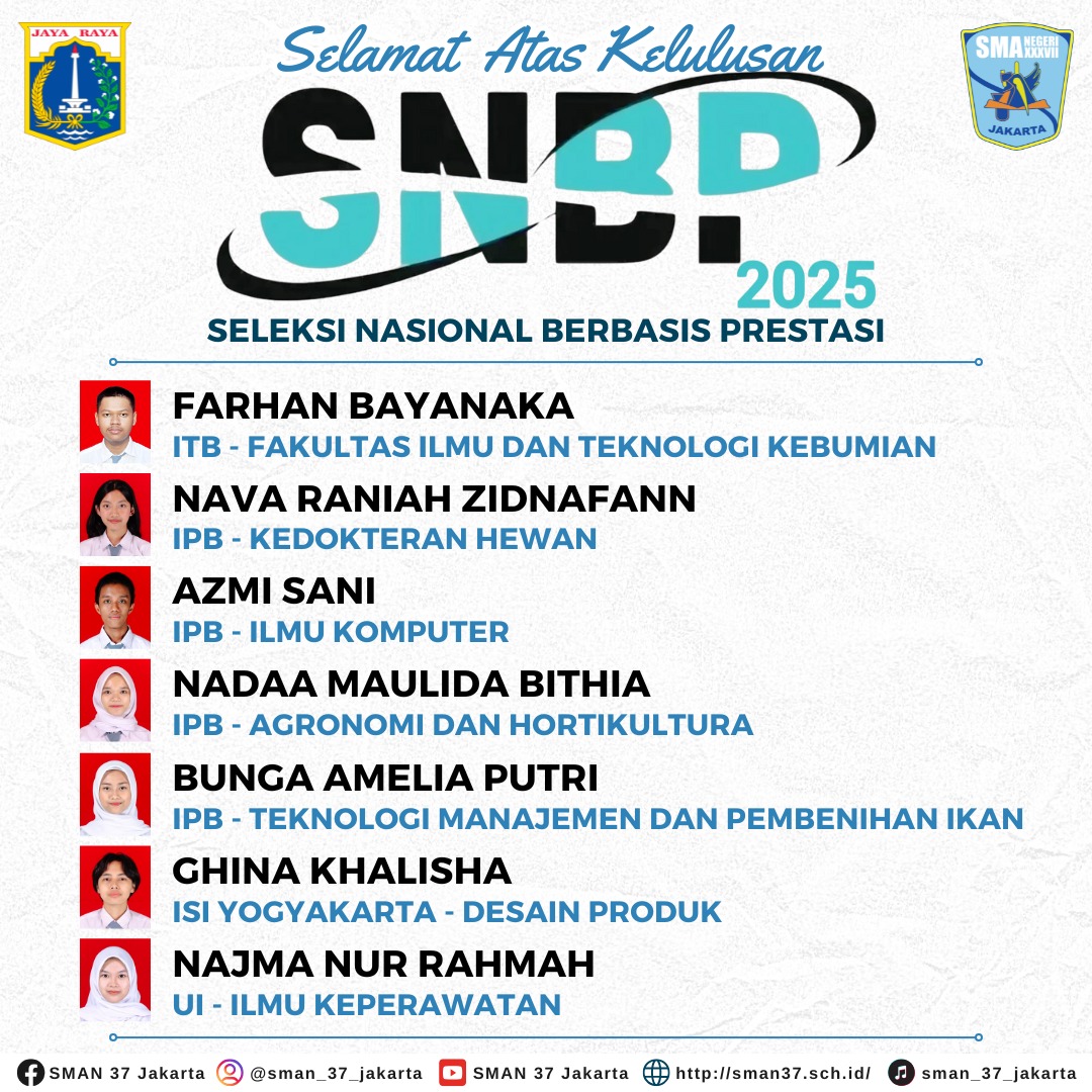Prestasi Gemilang Siswa SMAN 37 Jakarta di SNBP 2025